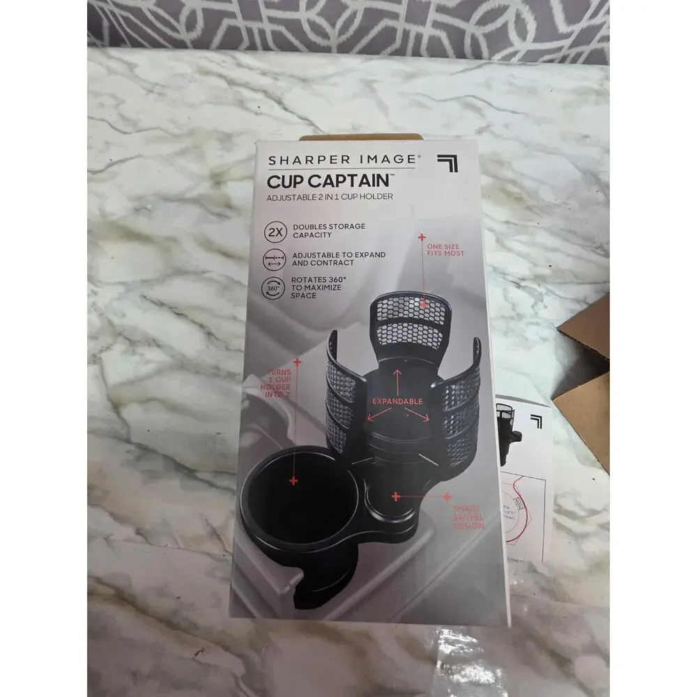 Sharper Image 'Cup Captain' 2 in 1 Cup Holder NIB
